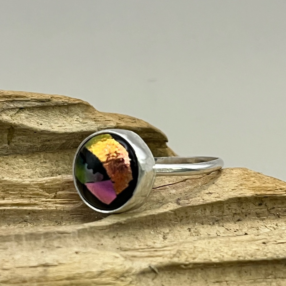 Sterling Silver and Multicolor Minimalist Ring with Contemporary Design